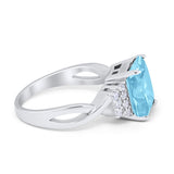 Wedding Ring Emerald Cut Simulated Cubic Zirconia 925 Sterling Silver