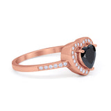 Halo Dazzling Heart Promise Ring Round Simulated CZ 925 Sterling Silver