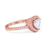 Halo Dazzling Heart Promise Ring Round Simulated CZ 925 Sterling Silver
