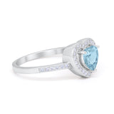 Halo Dazzling Heart Promise Ring Round Simulated CZ 925 Sterling Silver