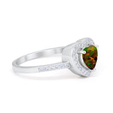 Halo Dazzling Heart Promise Ring Round Simulated CZ 925 Sterling Silver