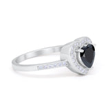 Halo Dazzling Heart Promise Ring Round Simulated CZ 925 Sterling Silver