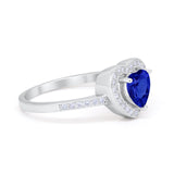 Halo Dazzling Heart Promise Ring Round Simulated CZ 925 Sterling Silver