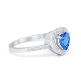Halo Dazzling Heart Promise Ring Round Simulated CZ 925 Sterling Silver