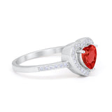 Halo Dazzling Heart Promise Ring Round Simulated CZ 925 Sterling Silver