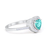 Halo Dazzling Heart Promise Ring Round Simulated CZ 925 Sterling Silver