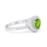 Halo Dazzling Heart Promise Ring Round Simulated CZ 925 Sterling Silver