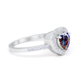 Halo Dazzling Heart Promise Ring Round Simulated CZ 925 Sterling Silver