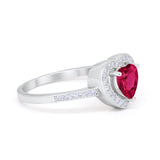 Halo Dazzling Heart Promise Ring Round Simulated CZ 925 Sterling Silver