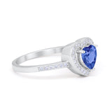 Halo Dazzling Heart Promise Ring Round Simulated CZ 925 Sterling Silver