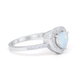 Halo Dazzling Heart Promise Ring Round Simulated CZ 925 Sterling Silver