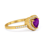 Halo Dazzling Heart Promise Ring Round Simulated CZ 925 Sterling Silver
