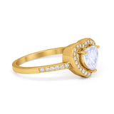 Halo Dazzling Heart Promise Ring Round Simulated CZ 925 Sterling Silver