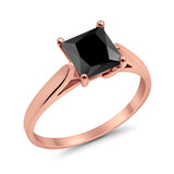 Solitaire Engagement Ring Simulated Cubic Zirconia 925 Sterling Silver