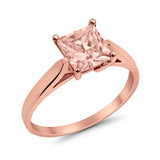 Solitaire Engagement Ring Simulated Cubic Zirconia 925 Sterling Silver