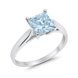 Solitaire Engagement Ring Simulated Cubic Zirconia 925 Sterling Silver