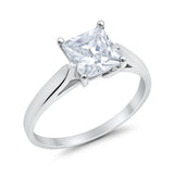 Solitaire Engagement Ring Simulated Cubic Zirconia 925 Sterling Silver