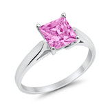 Solitaire Engagement Ring Simulated Cubic Zirconia 925 Sterling Silver