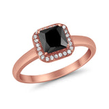 Halo Engagement Ring Simulated Cubic Zirconia 925 Sterling Silver