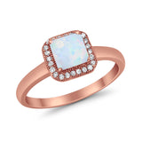 Halo Engagement Ring Simulated Cubic Zirconia 925 Sterling Silver
