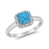 Halo Engagement Ring Simulated Cubic Zirconia 925 Sterling Silver