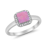 Halo Engagement Ring Simulated Cubic Zirconia 925 Sterling Silver