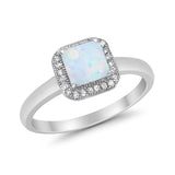 Halo Engagement Ring Simulated Cubic Zirconia 925 Sterling Silver
