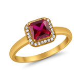 Halo Engagement Ring Simulated Cubic Zirconia 925 Sterling Silver