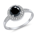 Halo Art Deco Engagement Ring Simulated Cubic Zirconia 925 Sterling Silver