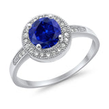 Halo Art Deco Engagement Ring Simulated Cubic Zirconia 925 Sterling Silver