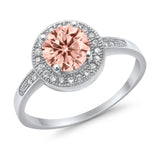 Halo Art Deco Engagement Ring Simulated Cubic Zirconia 925 Sterling Silver