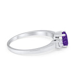 Solitaire Engagement Ring Oval Simulated Cubic Zirconia 925 Sterling Silver