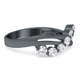 Journey Ring Round Eternity Simulated Cubic Zirconia 925 Sterling Silver