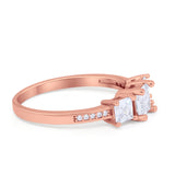 Three Stone Engagement Ring Simulated Cubic Zirconia 925 Sterling Silver
