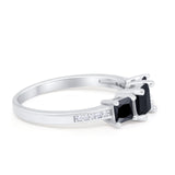 Three Stone Engagement Ring Simulated Cubic Zirconia 925 Sterling Silver