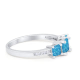 Three Stone Engagement Ring Simulated Cubic Zirconia 925 Sterling Silver