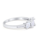 Three Stone Engagement Ring Simulated Cubic Zirconia 925 Sterling Silver