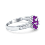 Flower Solitaire Wedding Engagement Ring Simulated Cubic Zirconia 925 Sterling Silver