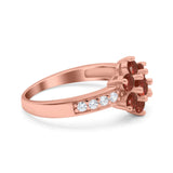 Flower Solitaire Wedding Engagement Ring Simulated Cubic Zirconia 925 Sterling Silver