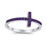 Wedding Eternity Sideways Cross Rings Simulated CZ 925 Sterling Silver