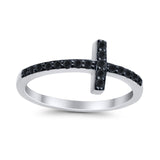 Wedding Eternity Sideways Cross Rings Simulated CZ 925 Sterling Silver