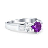 Round Wedding Ring Pear & Baguette Simulated Cubic Zirconia 925 Sterling Silver