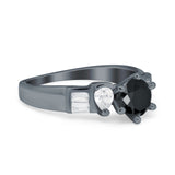 Round Wedding Ring Pear & Baguette Simulated Cubic Zirconia 925 Sterling Silver
