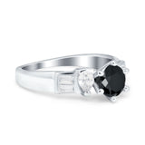 Round Wedding Ring Pear & Baguette Simulated Cubic Zirconia 925 Sterling Silver