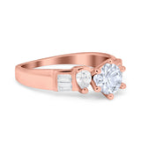 Round Wedding Ring Pear & Baguette Simulated Cubic Zirconia 925 Sterling Silver