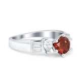 Round Wedding Ring Pear & Baguette Simulated Cubic Zirconia 925 Sterling Silver