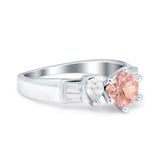 Round Wedding Ring Pear & Baguette Simulated Cubic Zirconia 925 Sterling Silver