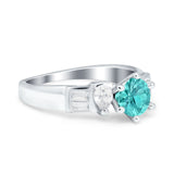 Round Wedding Ring Pear & Baguette Simulated Cubic Zirconia 925 Sterling Silver