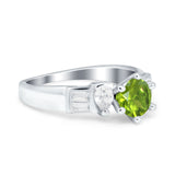 Round Wedding Ring Pear & Baguette Simulated Cubic Zirconia 925 Sterling Silver