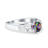 Round Wedding Ring Pear & Baguette Simulated Cubic Zirconia 925 Sterling Silver